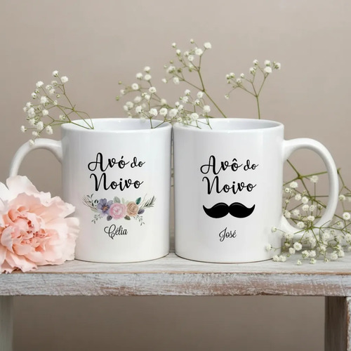 Kit 2 Canecas Personalizadas Casamento Avôs dos Noivos