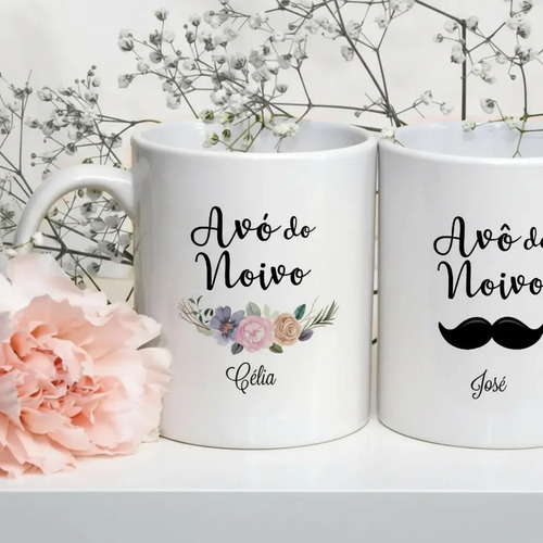 Kit 2 Canecas Personalizadas Casamento Avôs dos Noivos - Casamento (Noivo)