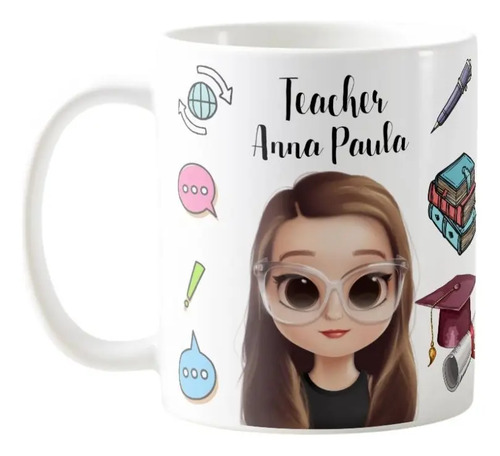 Caneca Personalizada Presente Professor Teacher Miss Inglês - Dia dos Professores (Professor(a))