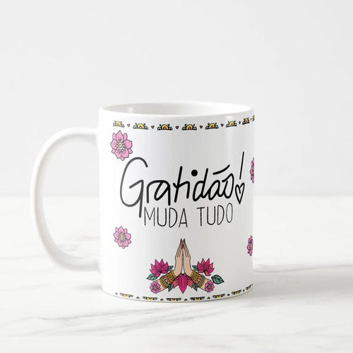 Caneca Personalizada Frase Gratidão Muda Tudo com Nome - Outros (Gratidão Muda Tudo com Nome)
