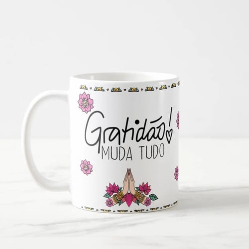 Caneca Personalizada Frase Gratidão Muda Tudo com Nome - Outros (Gratidão Muda Tudo com Nome)
