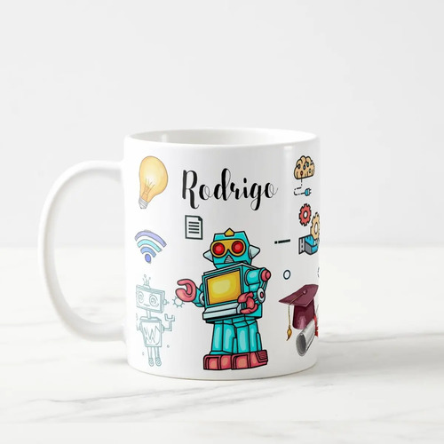 Caneca Personalizada Professor de Robótica com Nome - Dia dos Professores (Professor(a))
