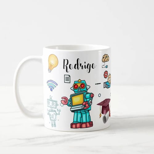 Caneca Personalizada Professor de Robótica com Nome - Dia dos Professores (Robótica)