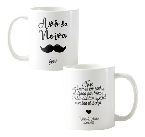 Kit Presente 2 Canecas Personalizadas Nome os Avós da Noiva