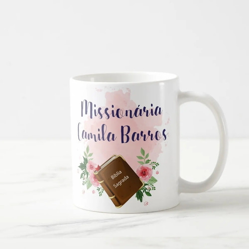 Caneca Biblica Presente com Nome e Biblia para Mulher
