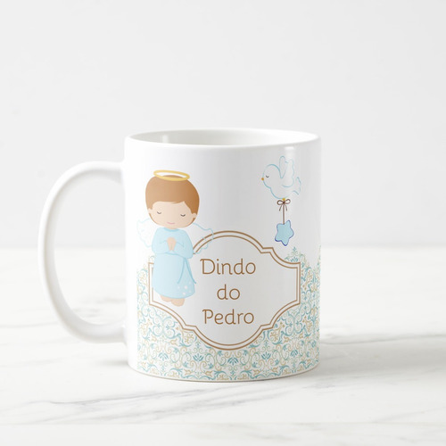 Caneca Presente Padrinho Batizado e Oração do Anjo da Guarda