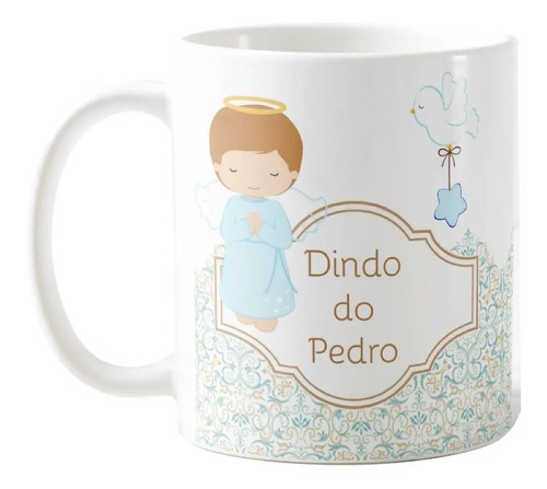 Caneca Presente Padrinho Batizado e Oração do Anjo da Guarda - Batizado (Padrinho)