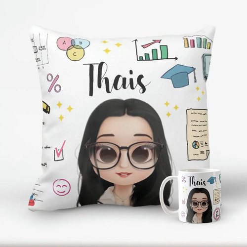 Kit Almofada e Caneca Presente Profissão Estatística