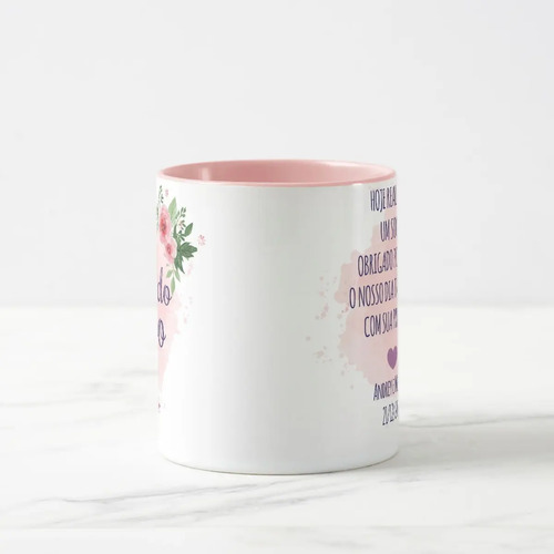 Caneca Feminina Mãe do Noivo Lembrança de Casamento Floral