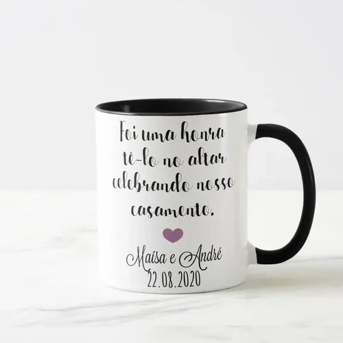 Caneca Personalizada Presente Pastor Celebrante de Casamento