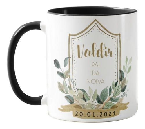 Caneca Personalizada Pai da Noiva Folhagem Botânico - Casamento (Pai)