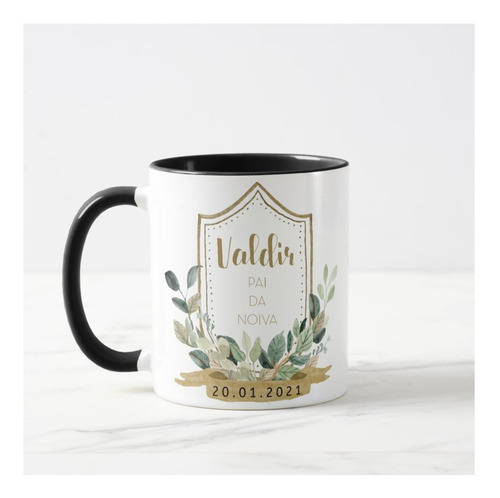 Caneca Personalizada Pai da Noiva Folhagem Botânico