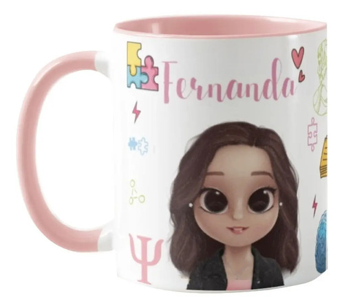 Caneca Presente Criativo Personalizado Profissão Psicóloga - Profissões (Psicólogo(a))