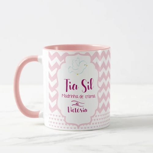 Caneca Personalizada Feminina Presente Madrinha de Crisma - Batizado (Madrinha)