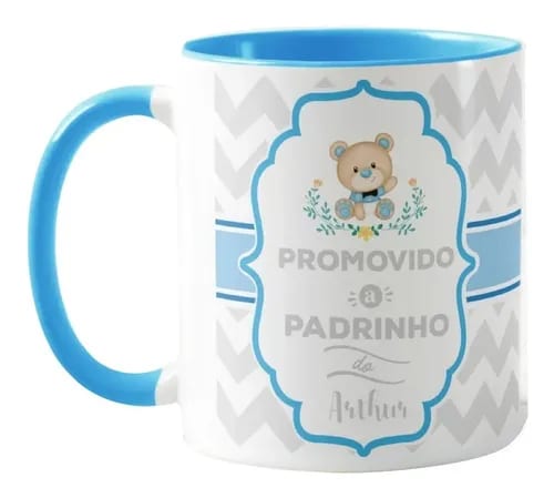Caneca Batizado Presente Promovido a Padrinho Dindo Ursinho - Batizado (Padrinho)