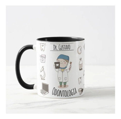 Caneca Personalizada Odontologia Profissão Dentista com Nome - Profissões (Dentista)