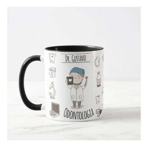 Caneca Personalizada Odontologia Profissão Dentista com Nome - Profissões (Dentista)