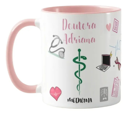 Caneca Profissão Médica Presente Medicina com Nome Médica - Profissões (Médico(a))