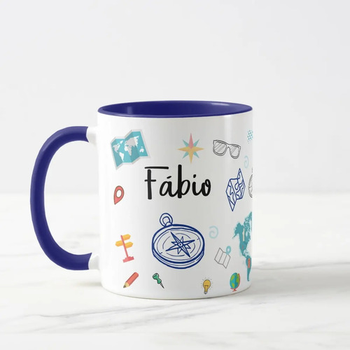 Caneca Geógrafo Presente os Amantes da Geografia - Profissões (Geografia Mapa com nome)