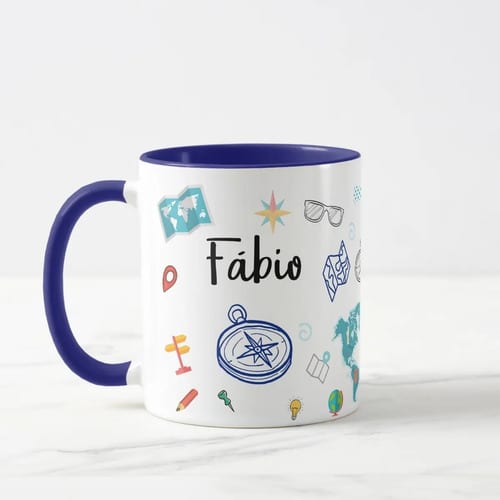Caneca Geógrafo Presente os Amantes da Geografia - Profissões (Geografia Mapa com nome)