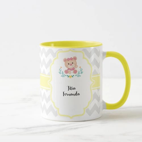 Caneca Personalizada Madrinha Dinda Batizado Convite Ursinha
