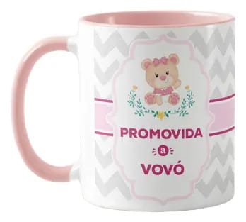 Caneca Presente Anúncio Gravidez Promovida a Vovó com Nome - Anúncio de Gravidez (Avó)