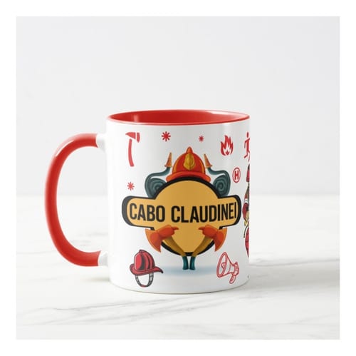 Caneca Personalizada Criativa do Corpo de Bombeiros com Nome