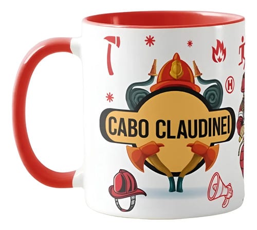 Caneca Personalizada Criativa do Corpo de Bombeiros com Nome - Profissões (Bombeiro)