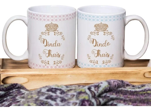 Conjunto Canecas Batizado Promovido a Dinda e Dindo com Nome - Batizado (Batizando(a))