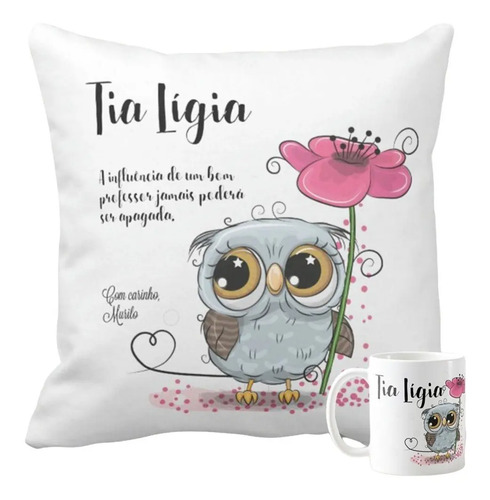 Kit Almofada Decoração E Caneca Professora Corujinha - Dia dos Professores (Professor(a))