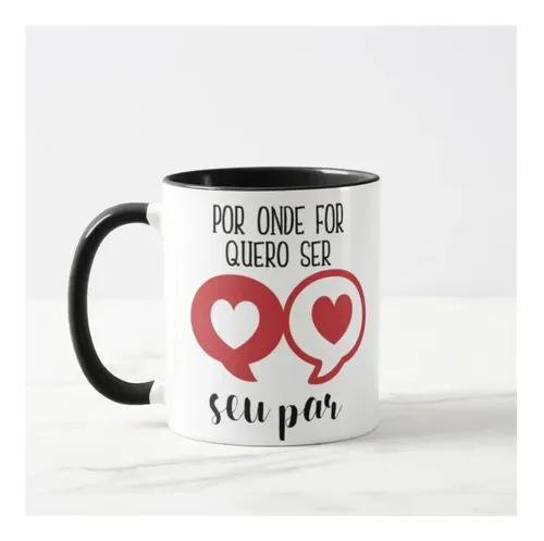 Caneca Por Onde For Quero Ser Seu Par com Nome do Casal - Outros (Casal)