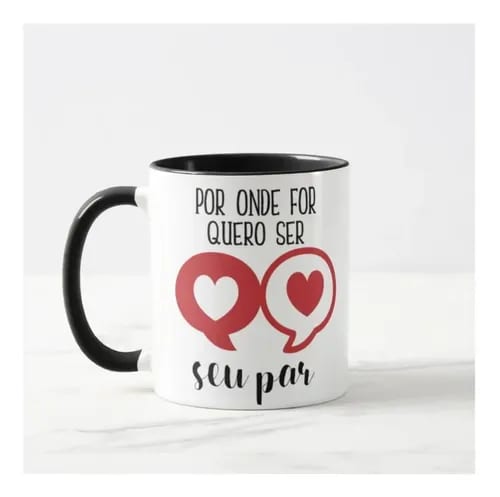 Caneca Por Onde For Quero Ser Seu Par com Nome do Casal - Outros (Casal)