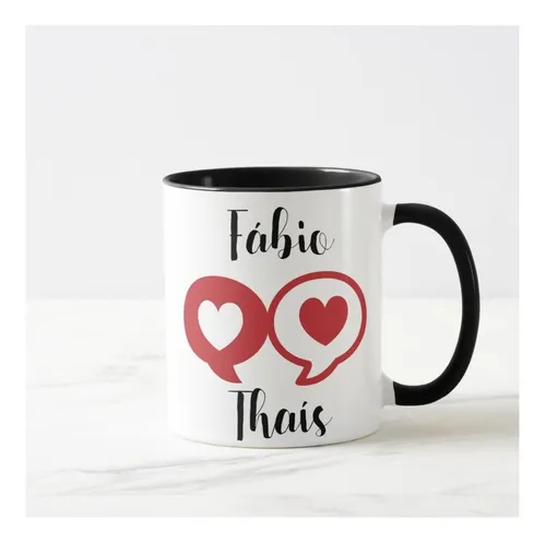 Caneca Por Onde For Quero Ser Seu Par com Nome do Casal