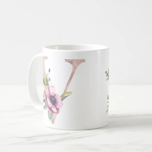 Caneca Feminina Personalizada com Nome e Inicial V