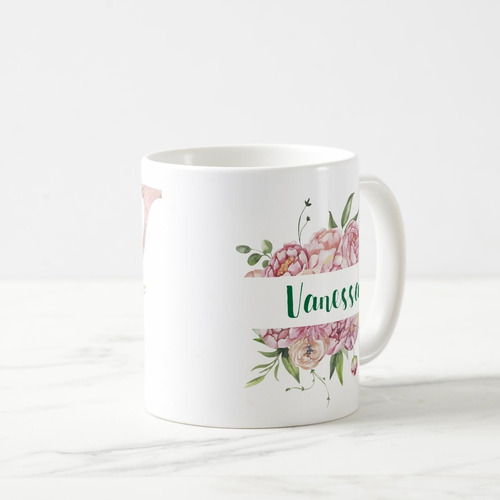 Caneca Feminina Personalizada com Nome e Inicial V