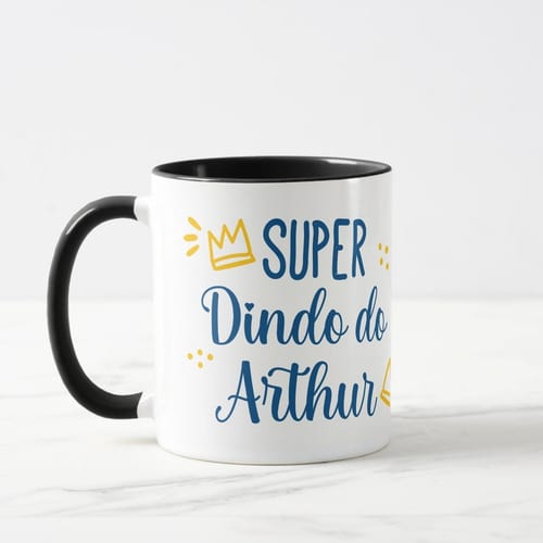 Caneca Presente Criativo Padrinho Super Dindo com Nomes