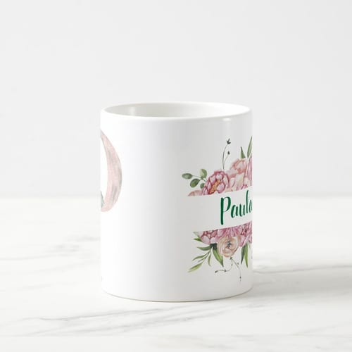 Caneca Feminina Personalizada com Nome e Inicial P