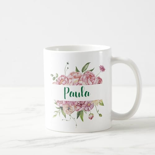 Caneca Feminina Personalizada com Nome e Inicial P