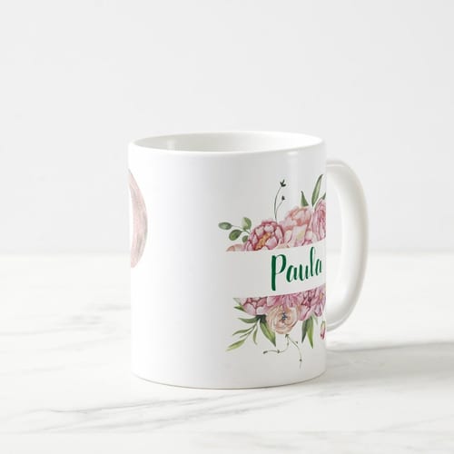 Caneca Feminina Personalizada com Nome e Inicial P