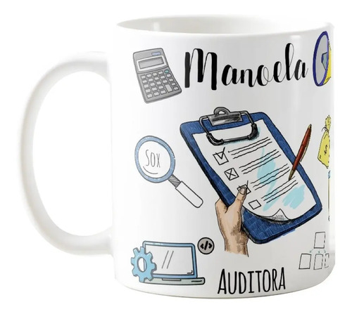 Caneca Profissão Auditoria Presente Criativo para Auditores - Profissões (Auditor com nome)