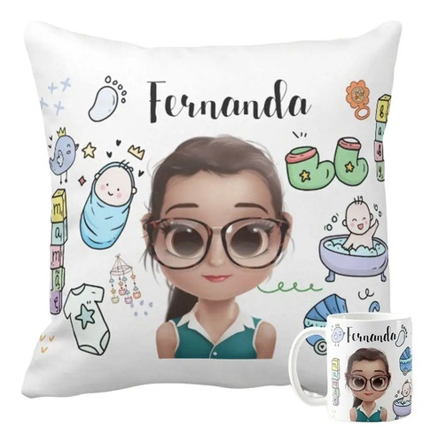 Kit Almofada e Caneca Personalizados para Mãe de Menino - Família (Mãe)