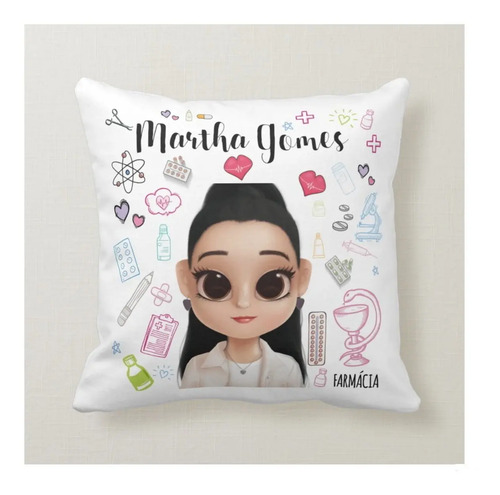 Almofada Decoração Personalizada Farmárcia com Avatar - Profissões (Farmacêutico(a))