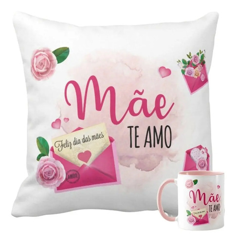 Kit Almofada e Caneca Personalizada com Foto Dia das Mães - Família (Mãe)