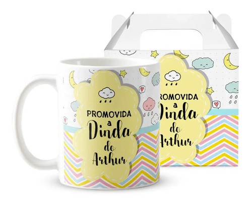Kit 2 Canecas Personalizadas Batizado Chuva de Benção