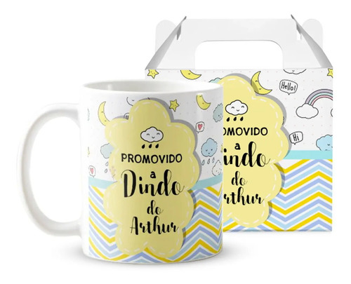 Caneca Personalizada Promovido a Dindos - Chuva de Benção - Batizado (Batizando(a))