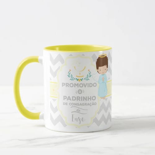 Caneca Anjo Convite Padrinho de Consagração Batizado - Batizado (Padrinho)