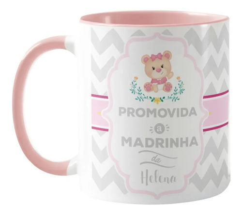 Caneca Madrinha Batizado Presente Convite Criativo Ursinha - Batizado (Madrinha)