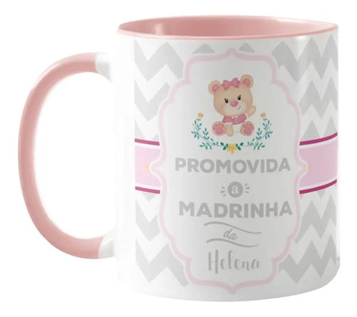 Caneca Madrinha Batizado Presente Convite Criativo Ursinha - Batizado (Madrinha)