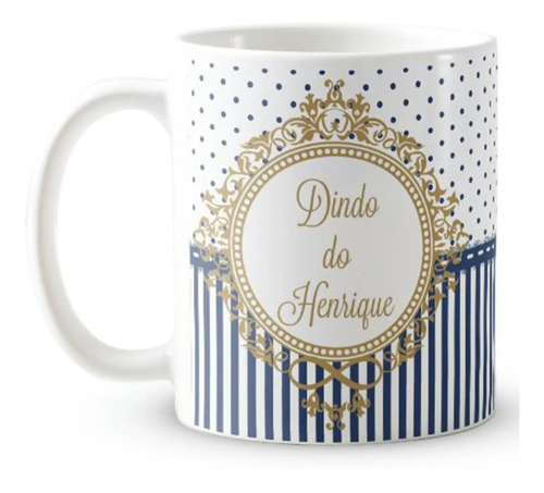 Caneca Batizado Presente Padrinho Brasão Nome Personalizado
