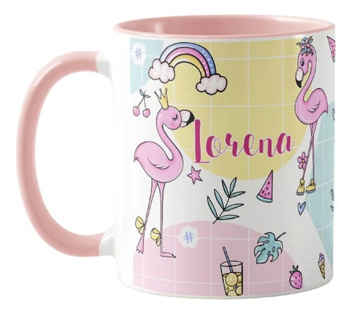 Caneca Personalizada com Nome Feminina Presente Flamingo - Outros (Flamingo Com nome)